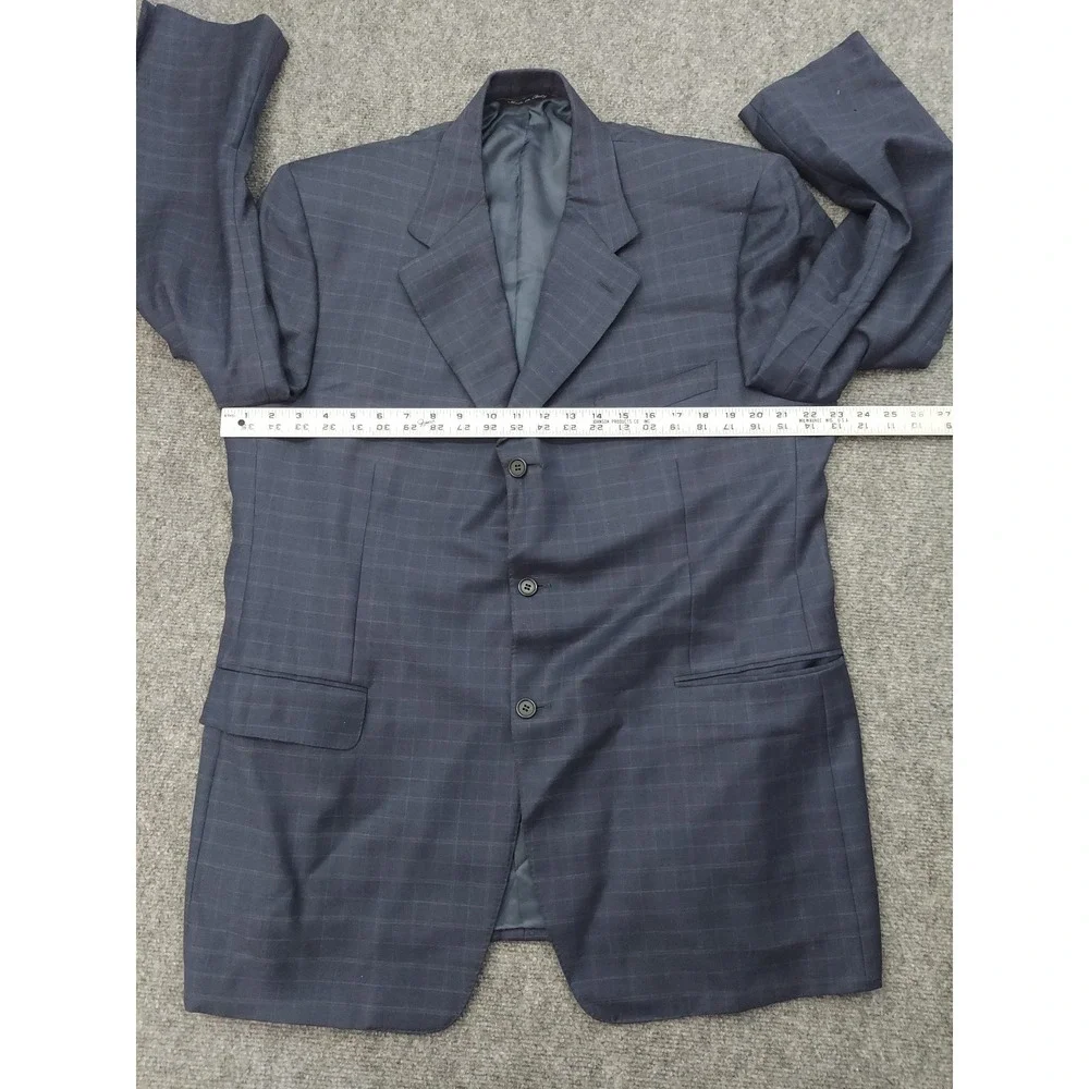 Canali Blazer Jacket Mens 46‎ R Blue 3 Button Plaid Made in Italy Wool Suit READ